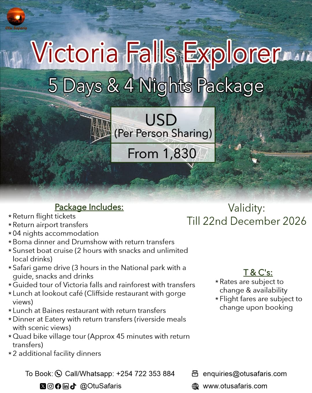 Victoria Falls package poster by Otu Safaris