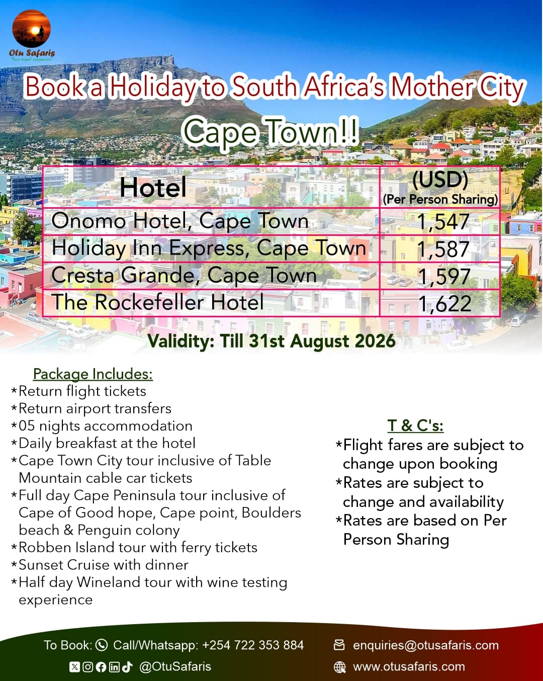 Cape Town package poster by Otu Safaris