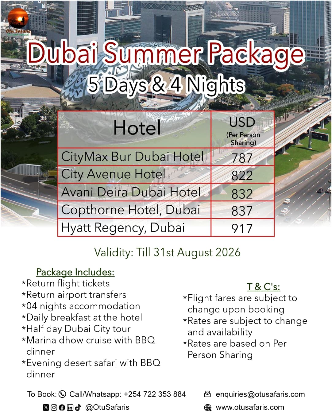 Dubai package poster by Otu Safaris