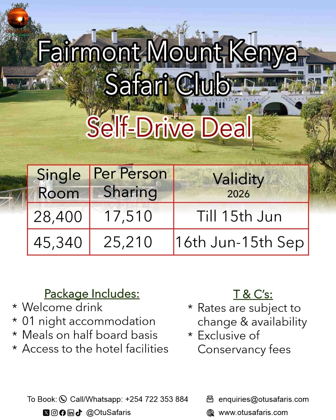 Fairmont Mount Kenya package poster by Otu Safaris